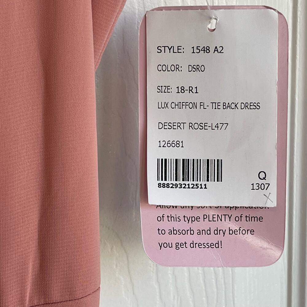 AFTER SIX Desert Rose Tie Back Cutout Chiffon Gown Size 18 R NWT - Picture 11 of 11